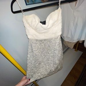 Alice + Olivia 'Elena' Strapless Bustier Metallic Tweed Dress